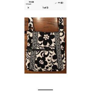 Vera Bradley Crossbody Black And White Hipster Bag 12" X 12"